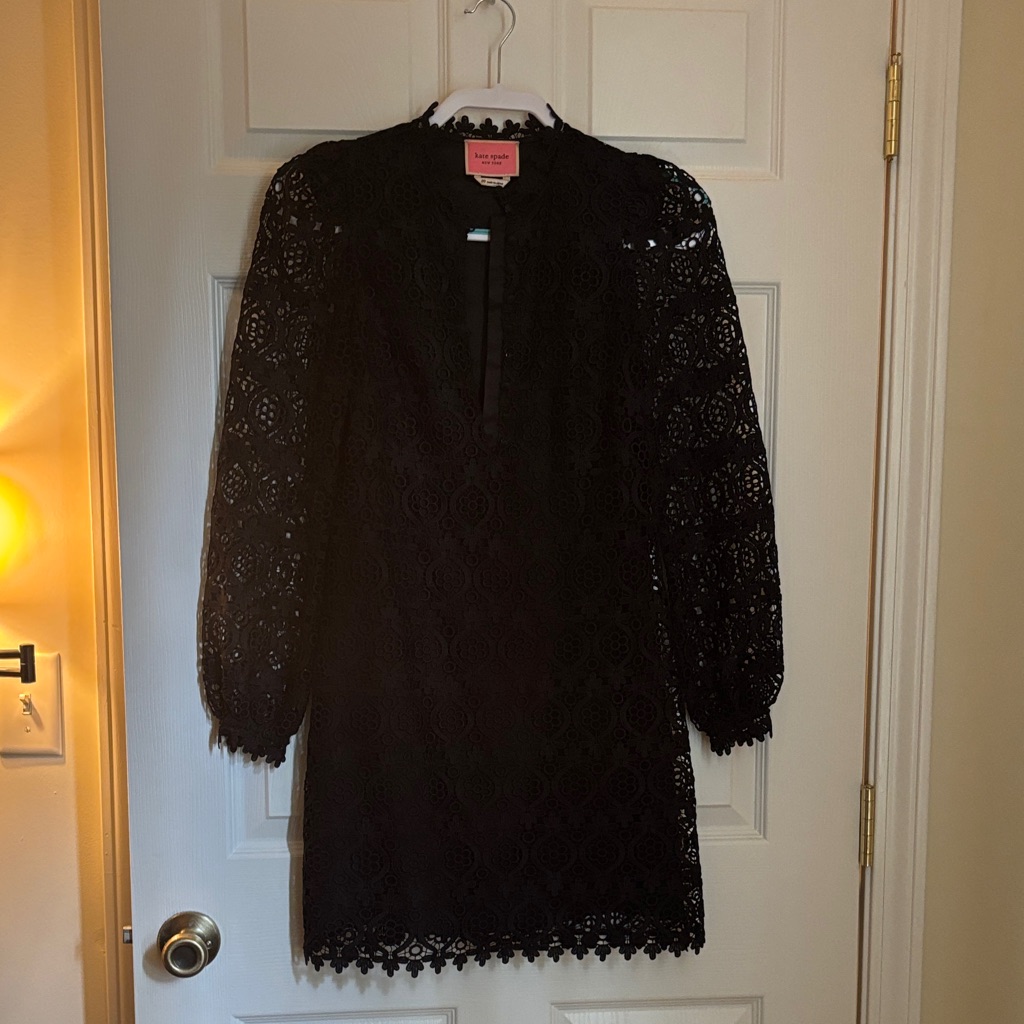 Kate Spade Black Lace Long Sleeve Dress